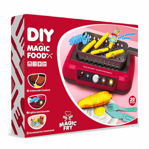 Children's sound and light simulation induction cooker food discoloration kitchen cooking tableware set oven toy