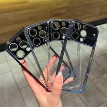 For iphone15 mobile phone case PC electroplated transparent iPhone 14 large window 13 comes with lens film