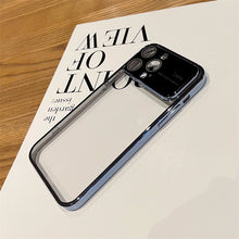 For iphone15 mobile phone case PC electroplated transparent iPhone 14 large window 13 comes with lens film