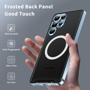 For Samsung S23U Matte Backplane Magic Shield Magnetic Suction Mobile Phone Case S22U NOTE20U Metal Lens Protective Cover