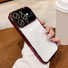For iphone15 mobile phone case PC electroplated transparent iPhone 14 large window 13 comes with lens film