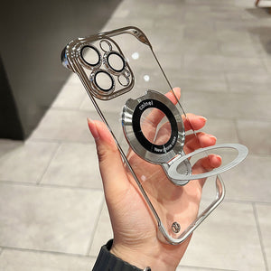 Suitable for iphone 15 Promax frameless ultra-thin mobile phone case iPhone 14 U-shaped bracket lens film protective cover
