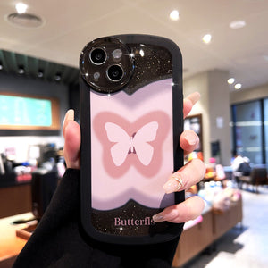 Big eyes smudge pink butterfly  for Apple 14PROMAX all-inclusive lens 13PRO