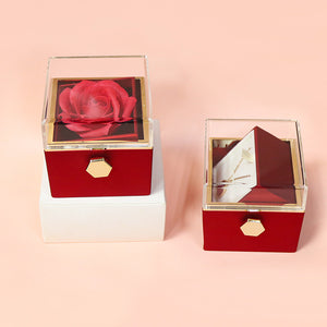 Rotating Valentine's Day Gift Everlasting Flower Soap Flower Gift Box Rose Proposal Jewelry Box Ring Necklace Packaging Box