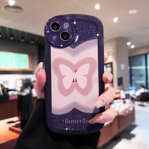 Big eyes smudge pink butterfly  for Apple 14PROMAX all-inclusive lens 13PRO
