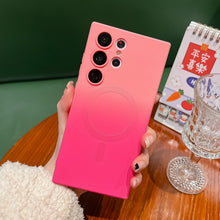 For Samsung S23ultra magnetic suction mobile phone case liquid silicone s21 two-color gradient s22 lens film anti-fall cover