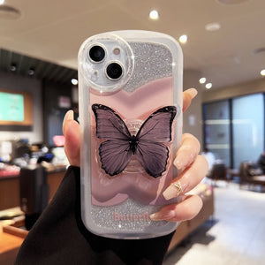 Big eyes smudge pink butterfly  for Apple 14PROMAX all-inclusive lens 13PRO