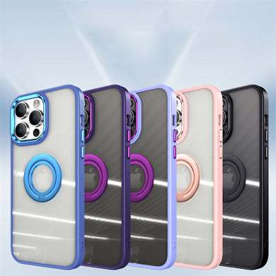Suitable for Apple iphone15promax mobile phone case ring stand two-color protective cover