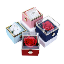Rotating Valentine's Day Gift Everlasting Flower Soap Flower Gift Box Rose Proposal Jewelry Box Ring Necklace Packaging Box