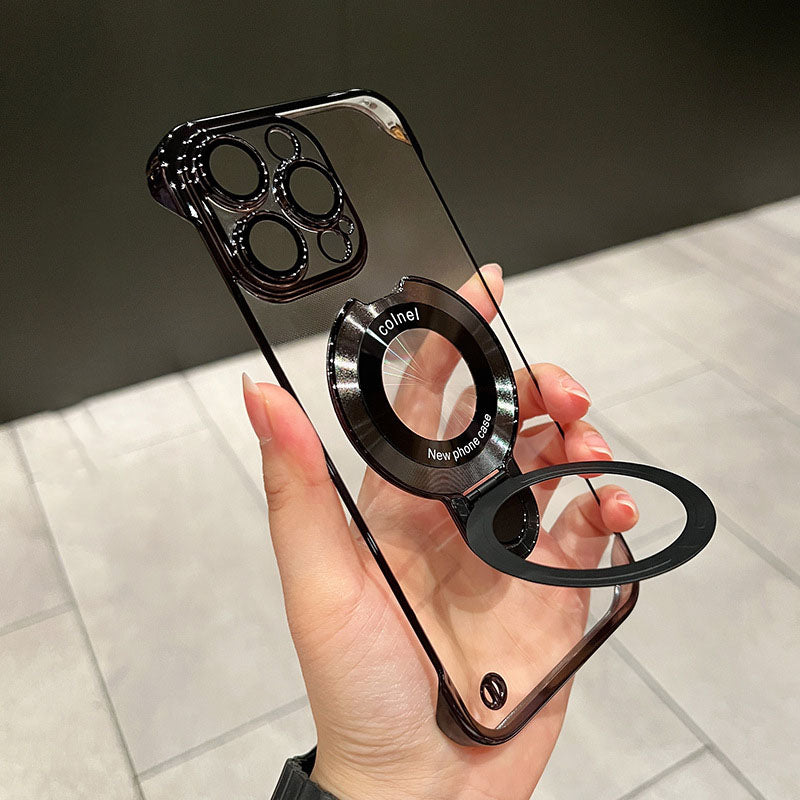 Suitable for iphone 15 Promax frameless ultra-thin mobile phone case iPhone 14 U-shaped bracket lens film protective cover