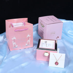 Rotating Valentine's Day Gift Everlasting Flower Soap Flower Gift Box Rose Proposal Jewelry Box Ring Necklace Packaging Box