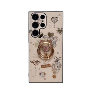 For iPhone 14Promax/Samsung Galaxy S23ultra mobile phone shell luxury diamond love ring bracket new Zflip5
