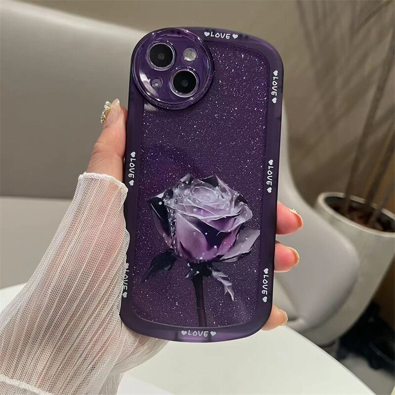 Eye phone case is suitable for Apple 14PROMAX 13PRO purple pink big rose 12