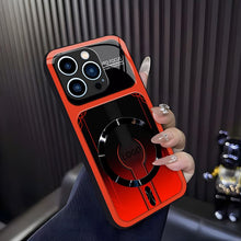 Magnetic Gradient Sports Car Style Phone Case, Hard PC Anti-Scratch MagSafe Compatible Protective Case for iPhone Pro Max, Full Camera Cutout Wireless Charging Smartphone Accessories HNSJK0028