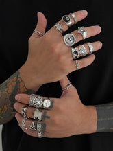 20 Piece Vintage Star Skull, Dark Punk Joint, Holiday Gift, Street Style Charm Accessories, All Seasons, Stackable Rings, Statement Rings, Vintage Rings Jewelry HNJZ0011