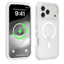 3-in-1 Transparent Magnetic Phone Case, MagSafe Compatible Heavy Duty Shockproof Anti-Drop Protective Cover for iPhone 17 Pro Max 17 Air 16 15 14 13 Pro Max, Dual Layer Rugged Clear Phone Case HNSJK0033