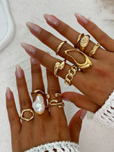 12-Piece Fashion Pearl Irregular Geometric Rings Set, Light Luxury Joint Ring Collection, Stylish Jewelry for Women HNJZ0042