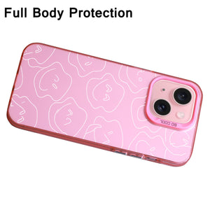 【BUY 4 ONLY PAY FOR 2】Pink Cute Case for iPhone with Unique Graphic Design, Hard Back + Soft Frame Protective Case - Smile Face