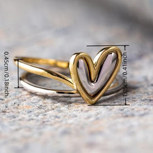 Minimalist Asymmetric Two-Tone Heart Ring for Women, Creative Stylish Casual Daily Accessory, Perfect Valentine's Day Gift HNJZ0013