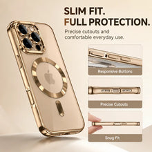 Luxury Metallic Edge Magnetic Phone Case, Raised Camera Protective Clear Case for iPhone,TPU Anti-Yellow Wireless Charging Back Cover HNSJK0036