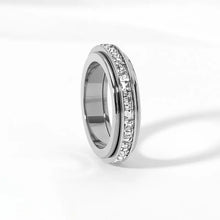 Anxiety Rings for Women and Men Titanium Steel Spinner Fidget Band Rings with Cubic Zirconia for Stress Relief and Wedding Promise Comfort Fit Size 5 to 12 HNJZ0012