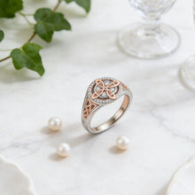 Rose Gold Plated Witch’s Knot Ring, Original Celtic Knot Jewelry, Cubic Zirconia Decorated Witch Knot Ring, Witchtok Pagan Jewelry for Devotion and Protection, Valentine’s Day Gift HNJZ0022