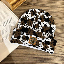 Autumn and winter new retro fashionable cow leopard print knitted hat woolen hat