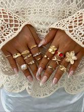 Mother's Day Gift Elegant Floral Imitation Pearl Ring Set, Zinc Alloy Wide Band Women's Rings, Statement Multi Ring, All-Season Jewelry Gift for Parties & Birthdays HNJZ0007