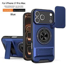 Heavy Duty Slide Camera Cover Phone Case, Built-in Magnetic Ring Stand Full Body Protection Case for iPhone & Samsung, Rugged Shockproof Back Cover HNSJK0035
