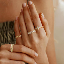 Gold-Tone 12-Piece Ring Set for Women: Versatile Mix & Match Styles with Zircon & Stripped Design - Chic Everyday Jewelry HNJZ0005