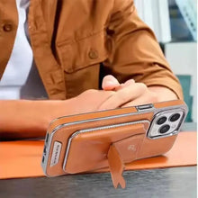 For iPhone 15/14/13/12 phone cases, high-end business leather cases, magnetic （2 Cards Only）bracket cases HNSJK0012