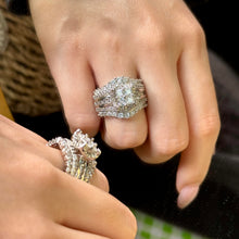 Square Five-in-One Ring for Women Micro Pave CZ Stones Halo Design Elegant Daily Wear Gift for Girlfriend or Wife Jewelry Unique Sparkling Stones HNJZ0014