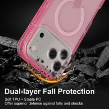 3-in-1 Transparent Magnetic Phone Case, MagSafe Compatible Heavy Duty Shockproof Anti-Drop Protective Cover for iPhone 17 Pro Max 17 Air 16 15 14 13 Pro Max, Dual Layer Rugged Clear Phone Case HNSJK0033