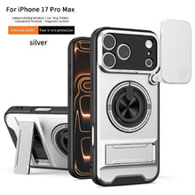 Heavy Duty Slide Camera Cover Phone Case, Built-in Magnetic Ring Stand Full Body Protection Case for iPhone & Samsung, Rugged Shockproof Back Cover HNSJK0035