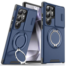 Shockproof Magnetic Phone Case with Slide Camera Lens Protector, 360° Rotating Ring Holder Kickstand Protective Cover for Samsung Galaxy S26 S25 S24 S23 S22 S21 Ultra Plus, Heavy Duty Drop Proof Phone Case HNSJK0031