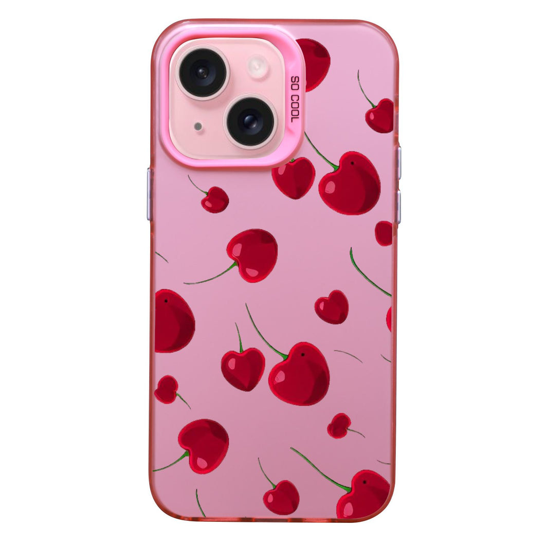 【BUY 4 ONLY PAY FOR 2】Pink Cute Case for iPhone with Unique Graphic Design, Hard Back + Soft Frame Protective Case - Cheery