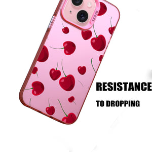 【BUY 4 ONLY PAY FOR 2】Pink Cute Case for iPhone with Unique Graphic Design, Hard Back + Soft Frame Protective Case - Cheery