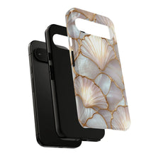 Luxury Pearl Seashell Phone Case, Gold Foil Inlaid Mosaic Coastal Aesthetic Protective Cover, Shockproof Dual Layer Slim Phone Case for iPhone 16 15 14 13 12 Pro Max, Samsung S26 S25 S24 S23 HNSJK0029