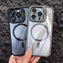 Magnetic Wireless Charging Lens Metal Ring Stand Shockproof TPU Phone Cover Compatible with iPhone 16/15/14/ 13/ 12 Pro Max HNSJK0009