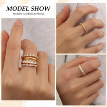 14K Gold Plated Stacking Ring Set for Women Teen Dainty Thumb Stackable Rings Gold Heart CZ Non Tarnish Rings Plain Band Size 7-9 HNJZ0050