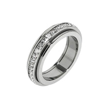 Anxiety Rings for Women and Men Titanium Steel Spinner Fidget Band Rings with Cubic Zirconia for Stress Relief and Wedding Promise Comfort Fit Size 5 to 12 HNJZ0012