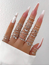 Heart & Geometric Design Ring Set, Stacking Ring Set, Fashion Accessories for Women & Girls, Casual Jewelry for Party, Daily Clothing Decor, Trendy All-match & Exquisite Jewelry for Birthday Gift HNJZ0026