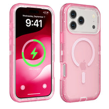 3-in-1 Transparent Magnetic Phone Case, MagSafe Compatible Heavy Duty Shockproof Anti-Drop Protective Cover for iPhone 17 Pro Max 17 Air 16 15 14 13 Pro Max, Dual Layer Rugged Clear Phone Case HNSJK0033