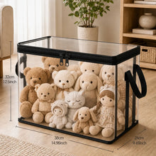 Black PVC Stuffed Animal & Doll Storage Box with Handle – Dustproof, Durable Toy Organizer for Kids’ Room, Playroom, Living Room, or Birthday Gift HN0001