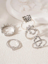 Mother's Day Gift Women's Fashion Jewelry Set, Heart Key Butterfly Design Rings, Dainty Stacking Rings, Stackable Rings, Adjustable Rings, Perfect Gift for Women HNJZ0008