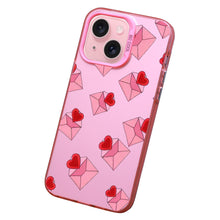 【BUY 4 ONLY PAY FOR 2】Pink Cute Case for iPhone with Unique Graphic Design, Hard Back + Soft Frame Protective Case - Envelope Heart