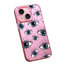 【BUY 4 ONLY PAY FOR 2】Pink Cute Case for iPhone with Unique Graphic Design, Hard Back + Soft Frame Protective Case - Evil Eyes