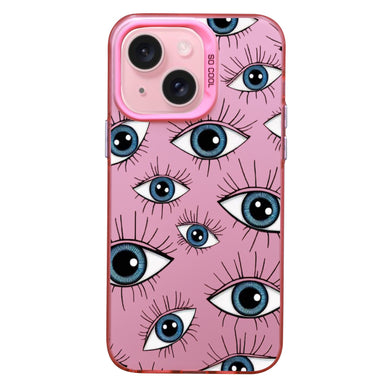 【BUY 4 ONLY PAY FOR 2】Pink Cute Case for iPhone with Unique Graphic Design, Hard Back + Soft Frame Protective Case - Evil Eyes