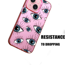 【BUY 4 ONLY PAY FOR 2】Pink Cute Case for iPhone with Unique Graphic Design, Hard Back + Soft Frame Protective Case - Evil Eyes