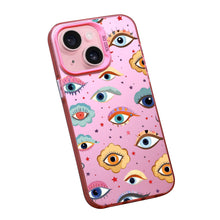 【BUY 4 ONLY PAY FOR 2】Pink Cute Case for iPhone with Unique Graphic Design, Hard Back + Soft Frame Protective Case - Cute Evil Eyes